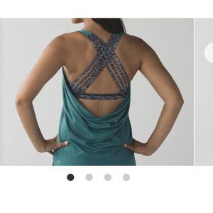 Lululemon Wild Tank Heathered Forage Teal/ Dramatic Static White Black Sz 6